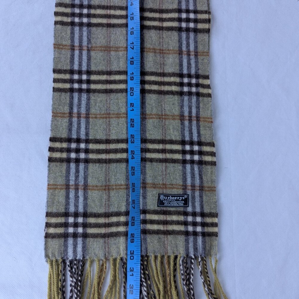 Authentic BURBERRY Lambswool Check Scarf Green Nova Plaid Good Condition - Picture 6 of 7